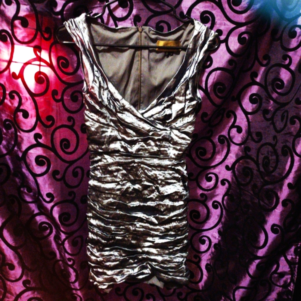 Nicole Miller Foil Silver Space Dress